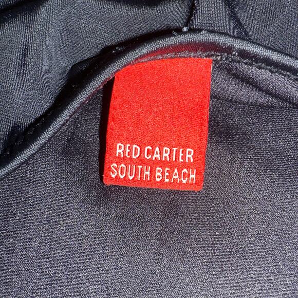 Red Carter One Piece Bathing Suit SZ 12 Open Criss Cross Back Boho Hippie Tribal - Picture 6 of 12